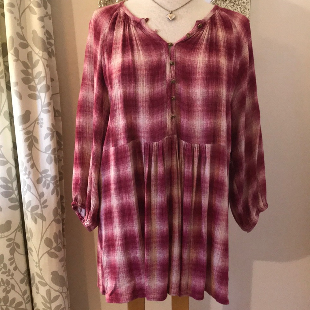 Anthropologie (Maeve brand) plaid tunic, size M